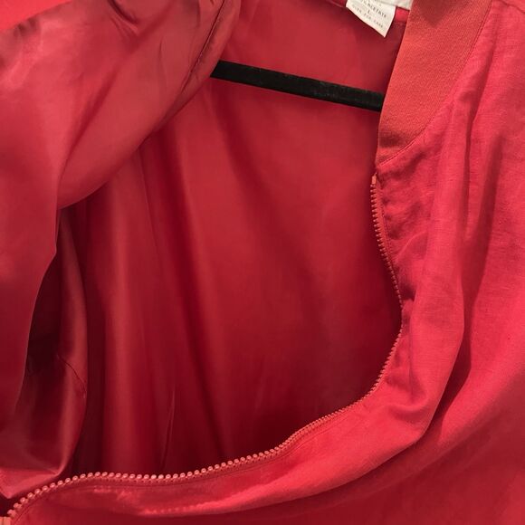 Silk Club Vintage Women’s 100% Linen Bomber Jacket Size L Zip Up Red - Picture 6 of 11